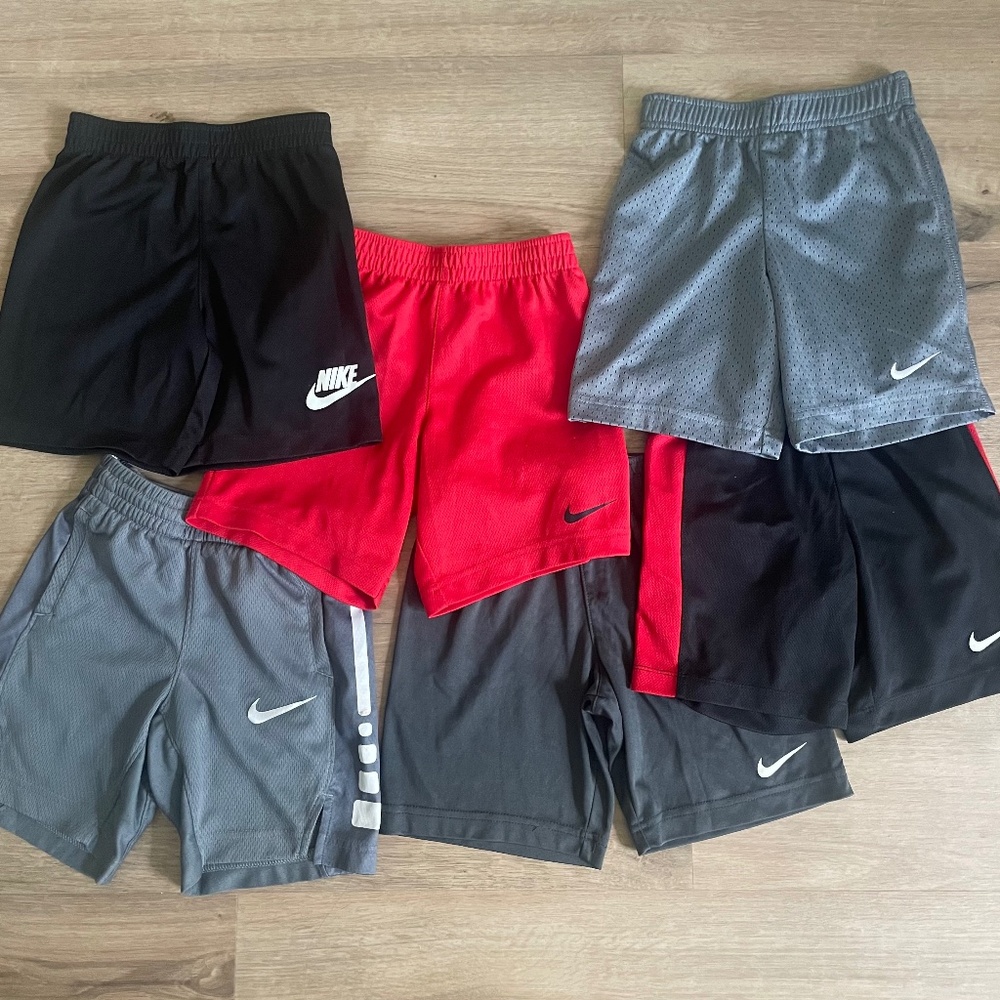 Bundle of six pairs of Nike boys athletic shorts size 6